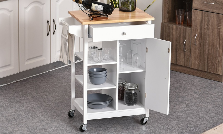 Image 10: HomCom Kitchen Island