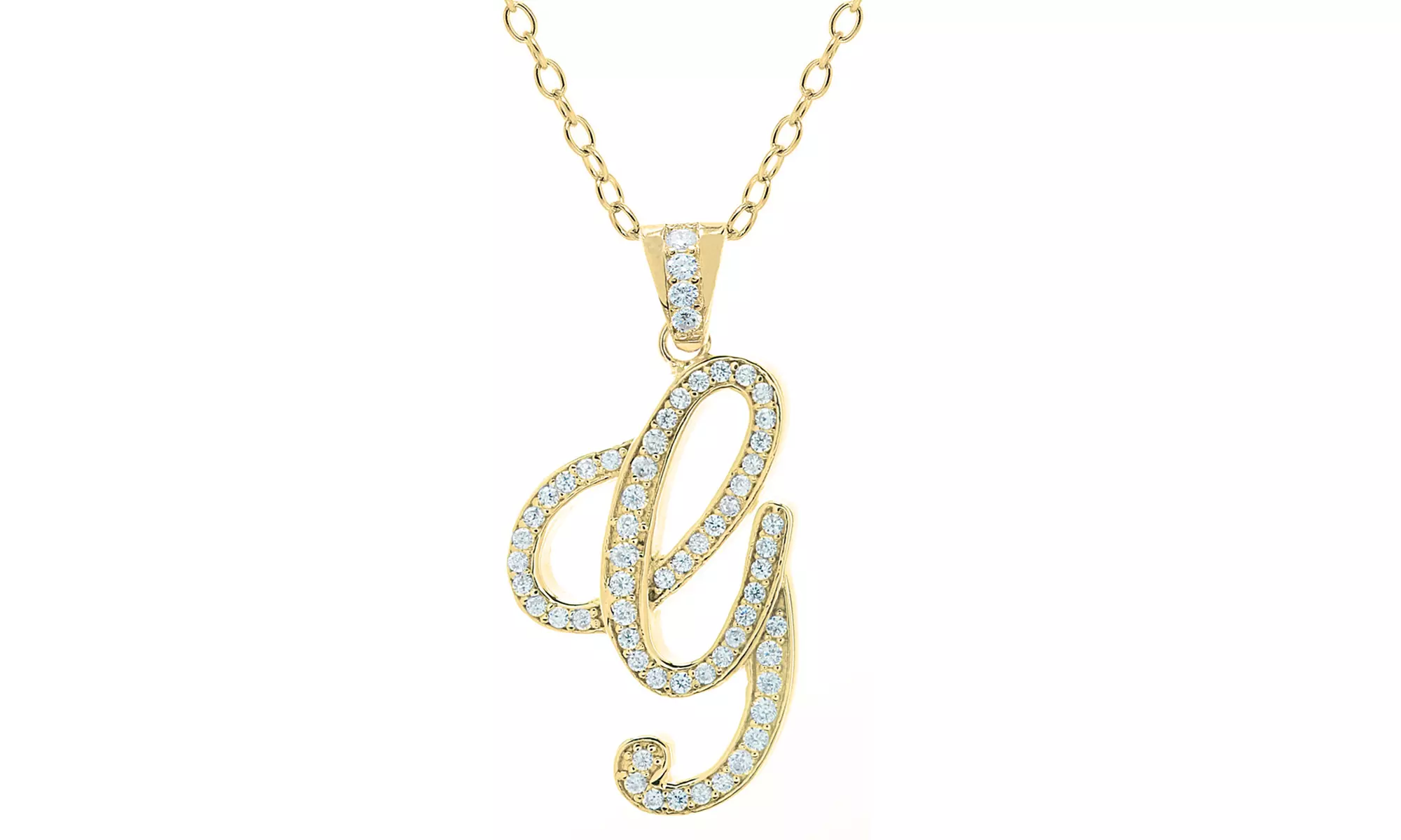 Script Initial Pendant Necklaces in Sterling Silver