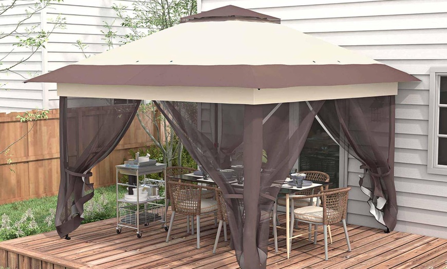 Image 5: Outsunny 3.6 x 3.6 m Pop-up Gazebo with Netting
