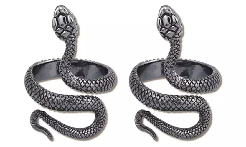 US 1-2 Stainless Steel Ring Snake Gothic Jewelry Retro Animal Adjustable Unisex