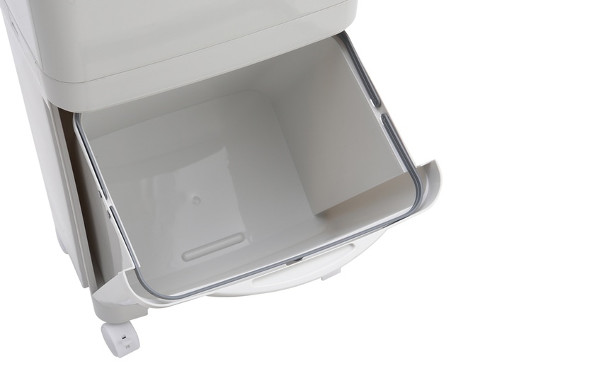 Image 11: Double-Layer Trash Can with Three Compartments and Wheels