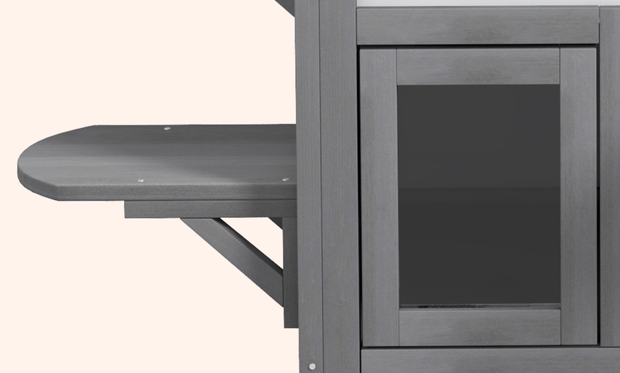 Image 3: PawHut Cat House Spacious Two-Level Design for Indoor/Outdoor Use