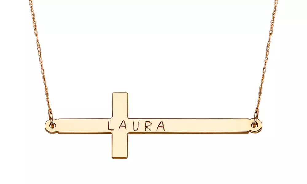 One or Two Personalized Sterling Cross Necklaces from Limogés Jewelry (Up to 65% Off) - Second Medium