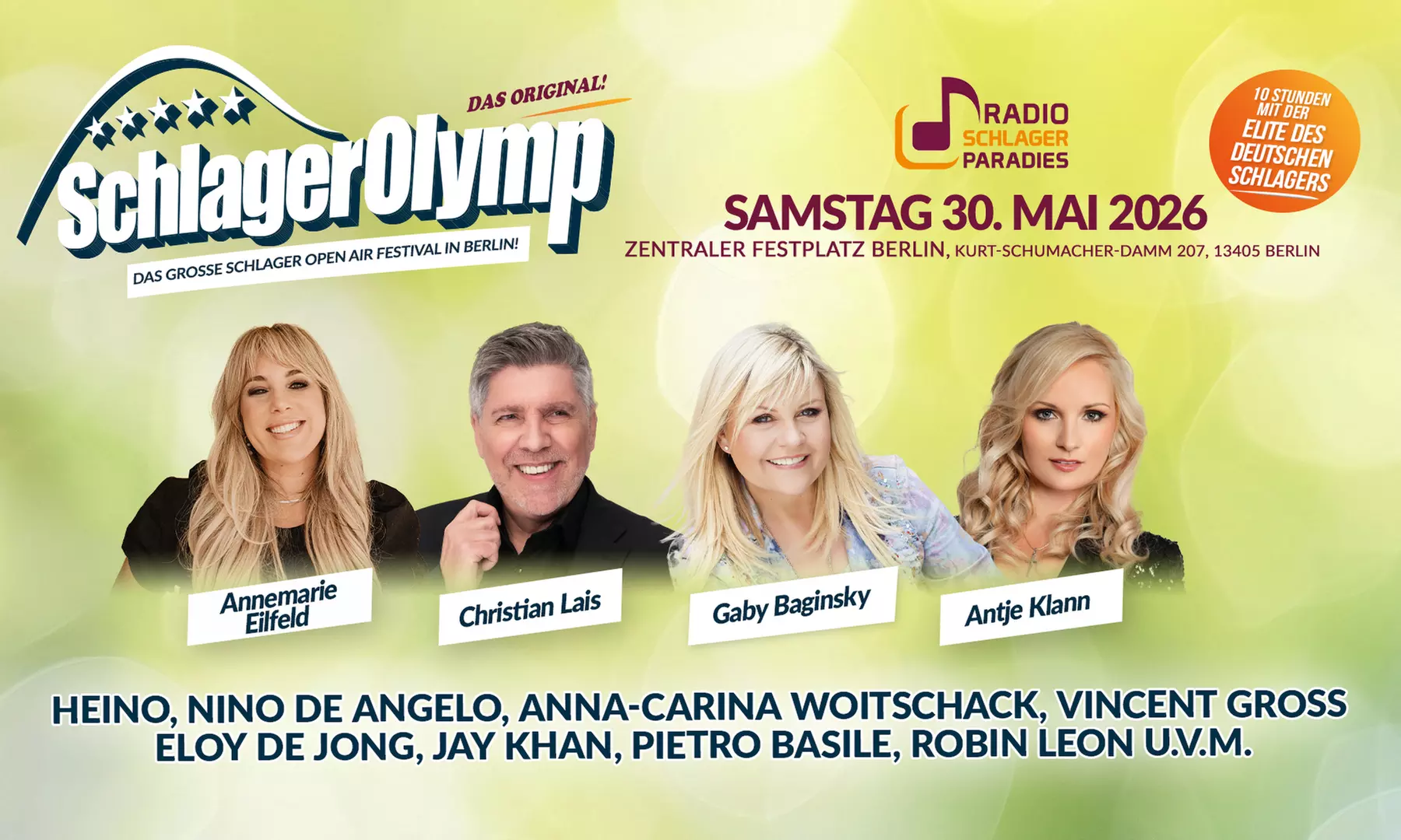 1-20 Tickets für den SchlagerOlymp 2026 am 30. Mai 2026 in Berlin