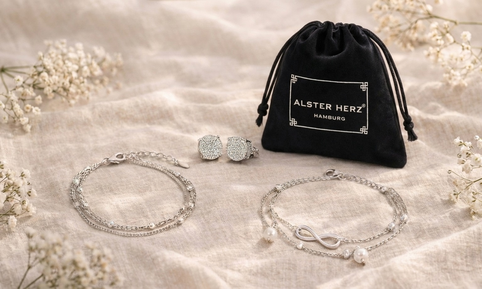 Parure de bijoux 3 pièces : bracelet, chevillère et boucles d'oreilles