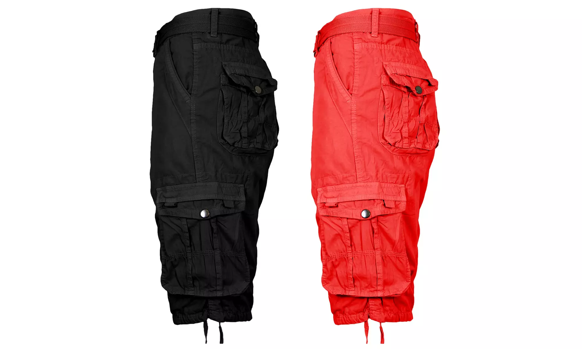 2-Pack Men's Distressed Cotton Cargo Belted Shorts (Sizes, 30-42)