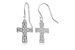 Sterling Silver High Polished Filigree Cross Dangle Earrings - Second Medium