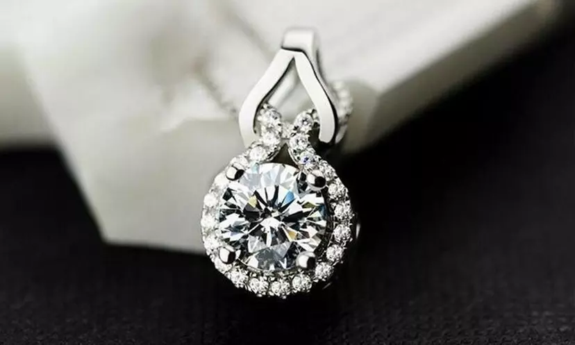 3.00 CTTW Round Cut Crystal Necklace Made With Crystals From Swarovski - Primary Image