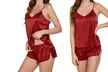 Women's Sexy Lingerie Satin Pajamas Cami Shorts Set Nightwear - Second Medium