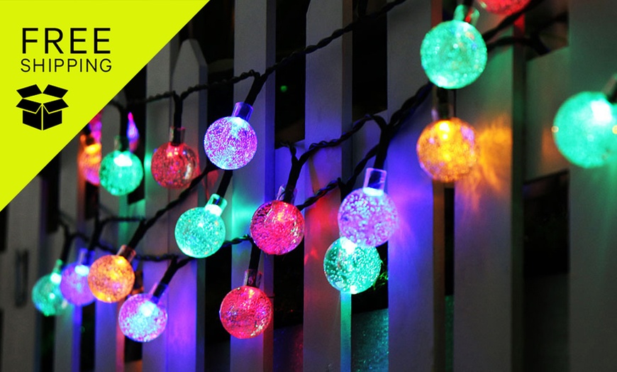 Image 1: 50 LED Multi-Coloured Solar Garden String Light-Multi-color/Warm/White