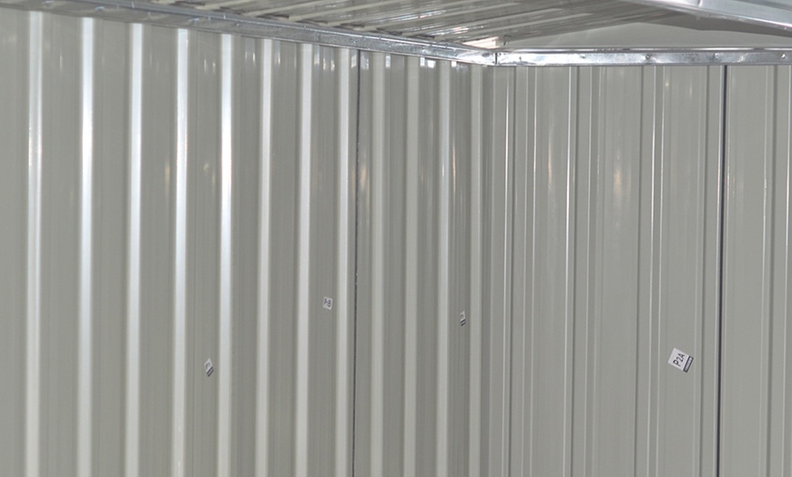 Image 16: Outdoor Black Garden Metal Storage Shed with Log Storage