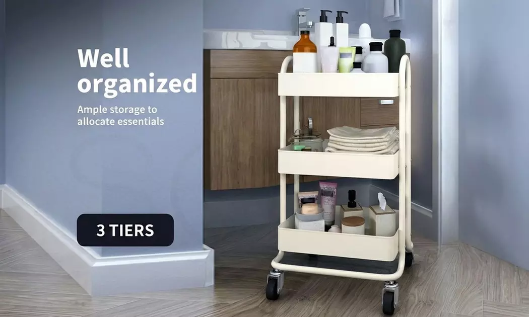 Levede 3-Tier Stainless Steel Storage Trolley with 360° Wheels