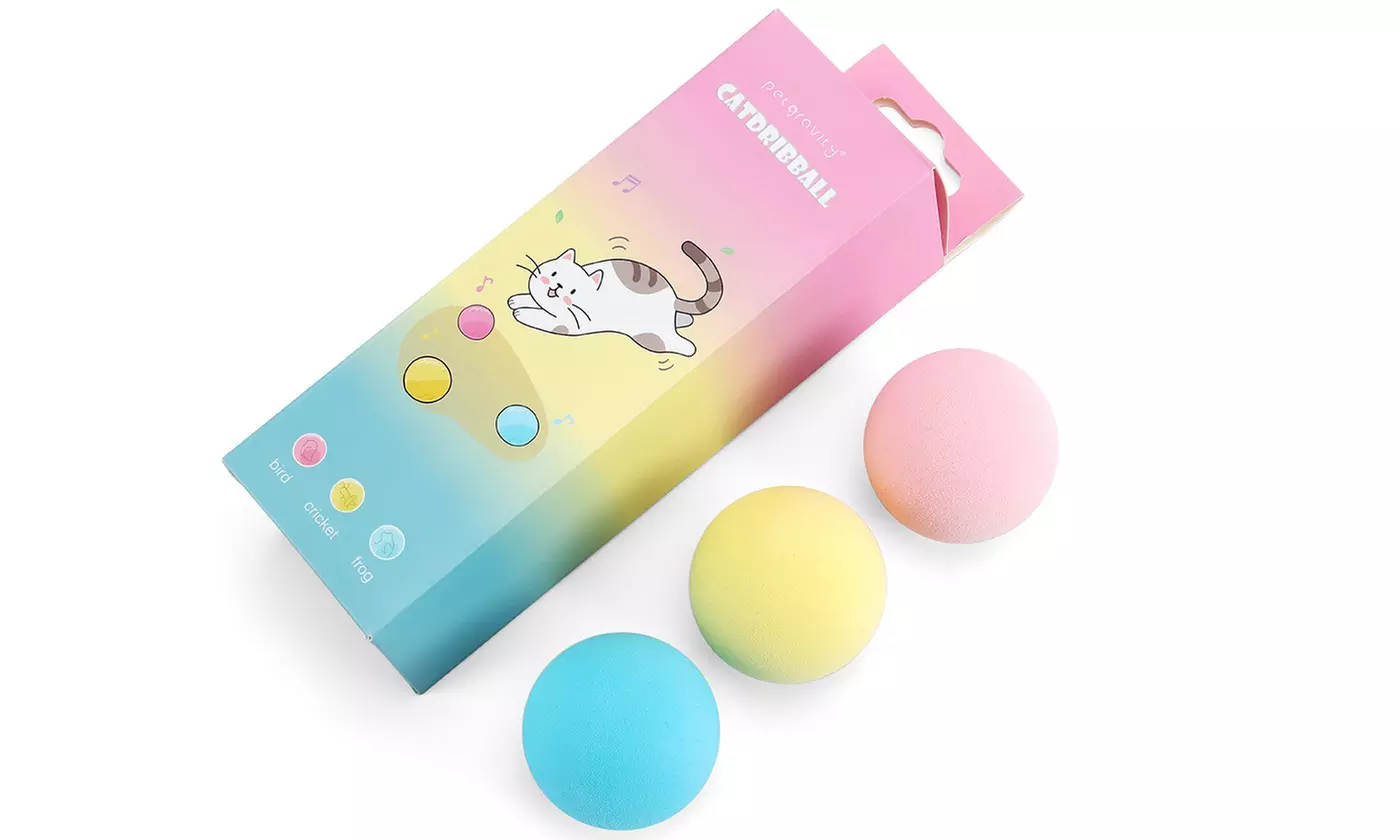 3PCS Cat Toy Gravity Ball Smart Touch Interactive Pet Squeak Balls