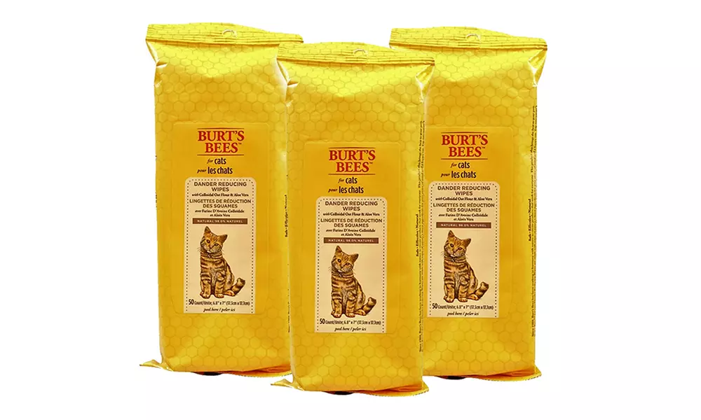 Burt’s Bees Dander-Reducing Grooming Wipes for Cats (3-Pack) - Second Medium