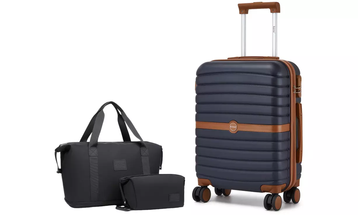 Lot valise et sac de voyage marron bleu marine