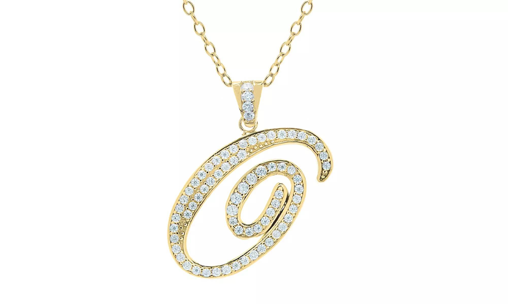 Script Initial Pendant Necklaces in Sterling Silver