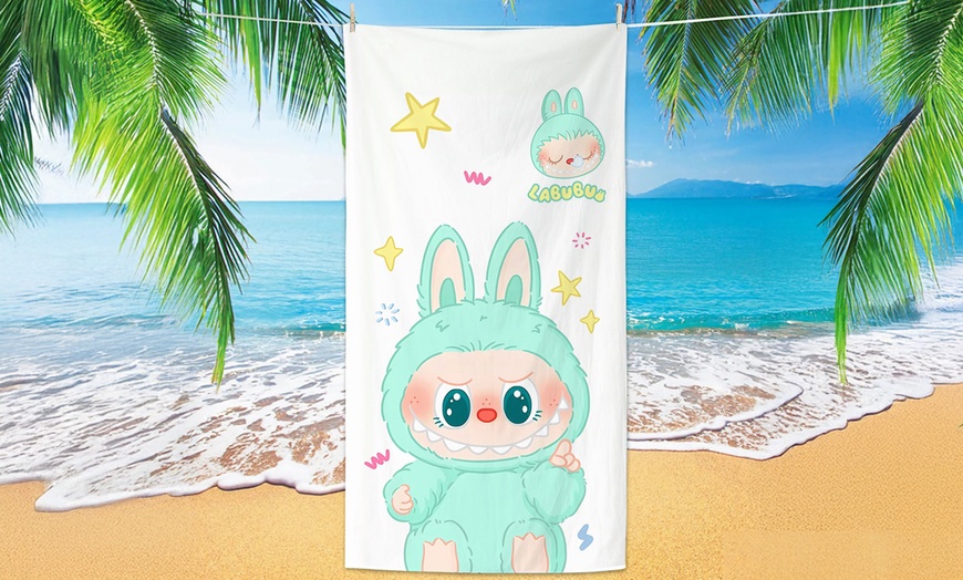 Image 1: Labubu Inspired Cute Beach Towel