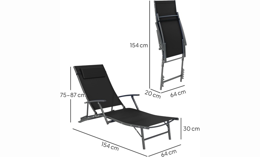 Image 14: Outsunny Set of Two Adjustable Back Sun Loungers 