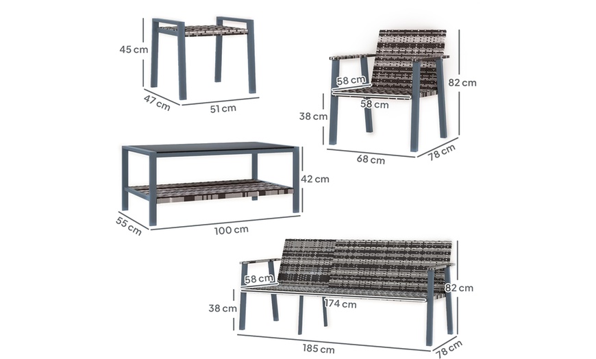 Image 6: Outsunny Six-Piece Rattan-Effect Outdoor Furniture Set