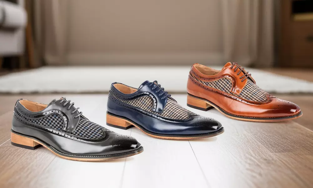 Gino Vitale Men's Wing Tip Brogue Two Tone Shoes