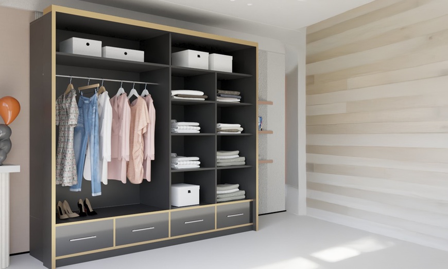 Image 2: Sweden Modern High Gloss Wardrobe with Drawers