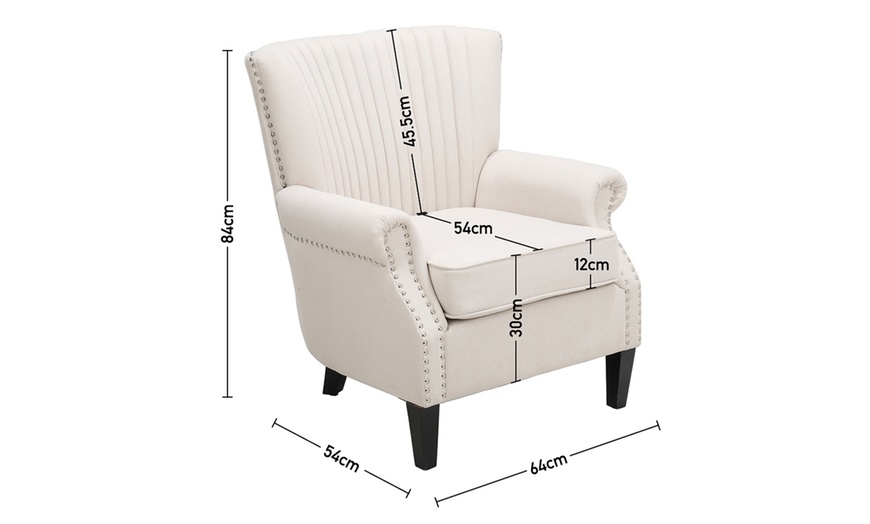 Image 6: Living And Home Elegant Tufted Upholstered Armchair