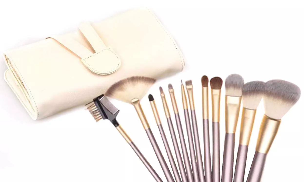 Ivory Makeup Brush Set with Traveling Case (12 Piece)