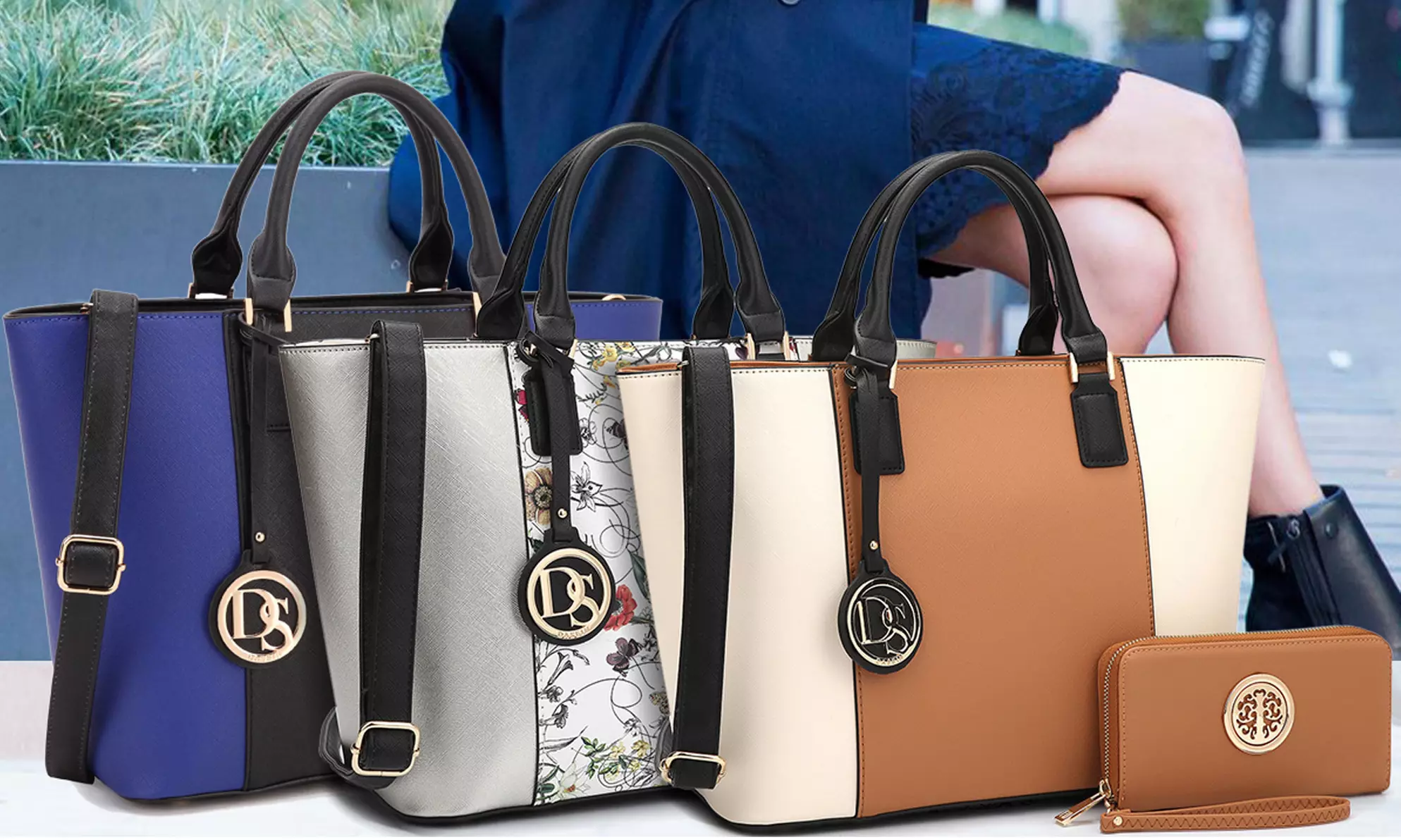 DS Collection Medium Tote Handbag with Matching Wallet - Primary Image