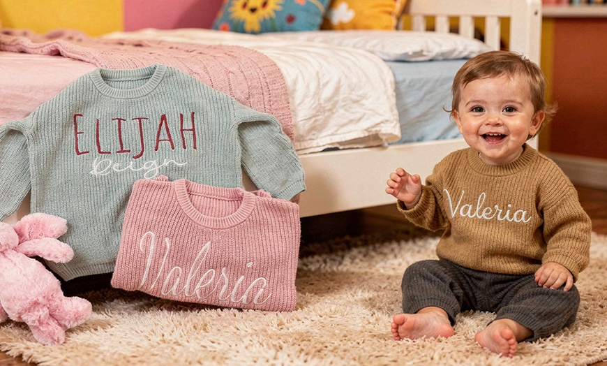 Image 3: Personalized Embroidered Baby Sweaters by Justyling Up to 82% Off
