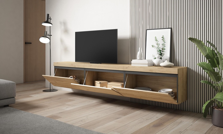 Image 14: Mueble de TV en suspensión con 3 módulos y espacio de almacenaje