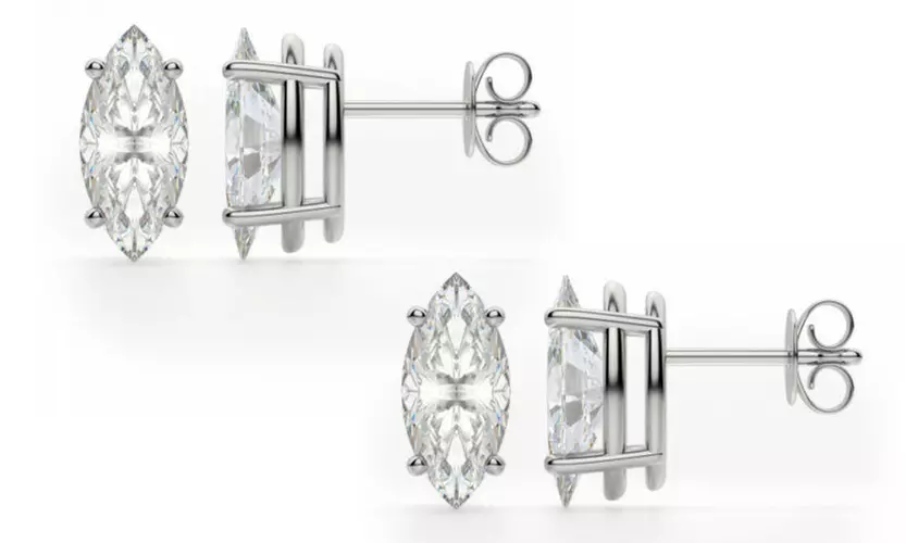 Sterling Silver 2.00 CTTW Marquise Studs With Crystal From Swarovski