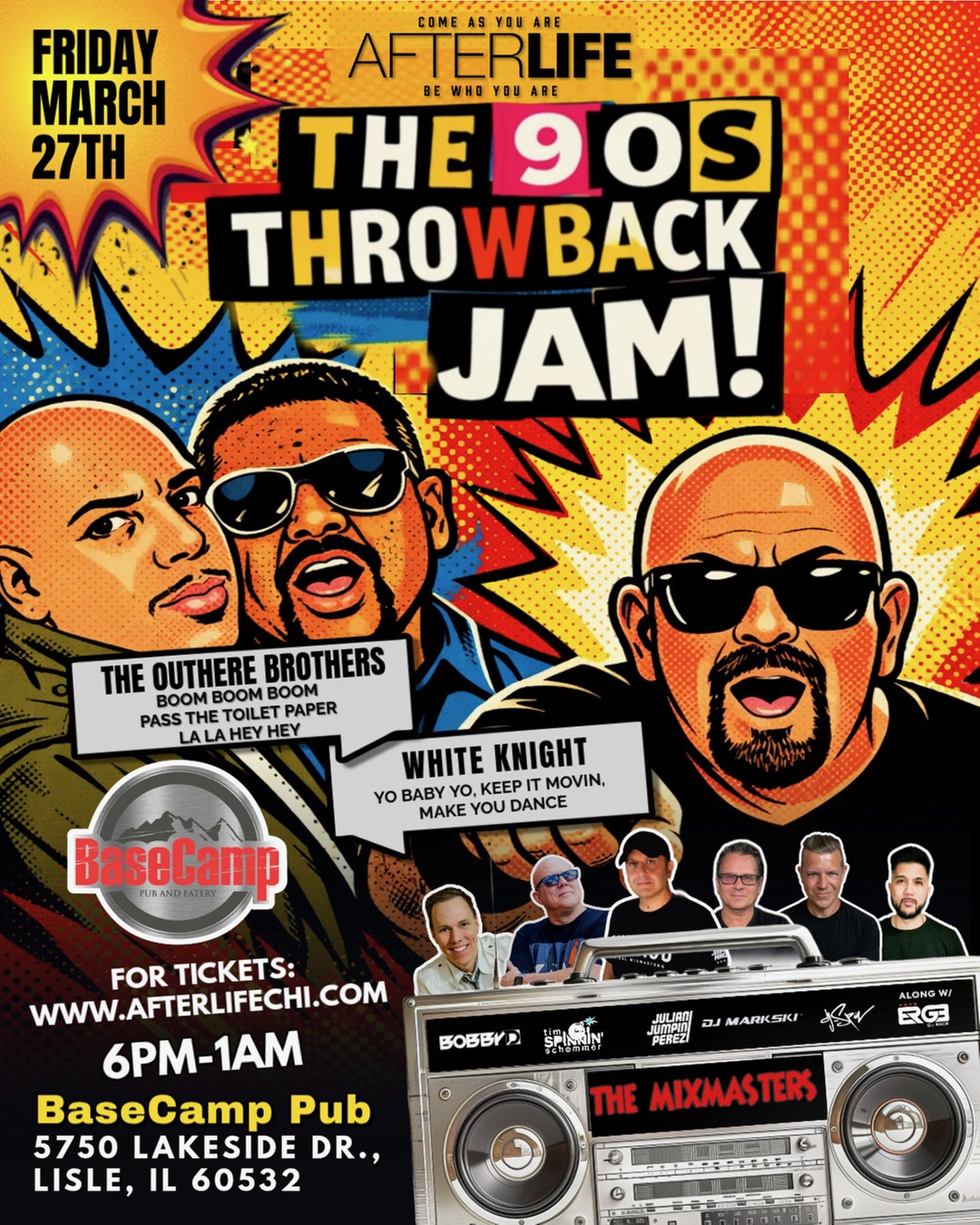 90s Throwback Show w/ White Knight, The Outhere Brothers & The Former b96 Mixmasters on March 27 at 7 PM