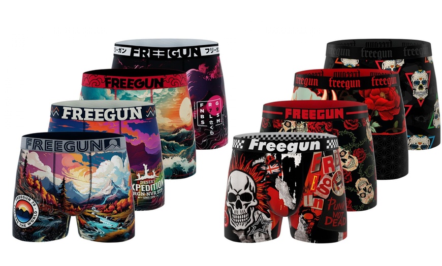 Image 1: Lot de 4 boxers microfibre FREEGUN divers univers pour homme