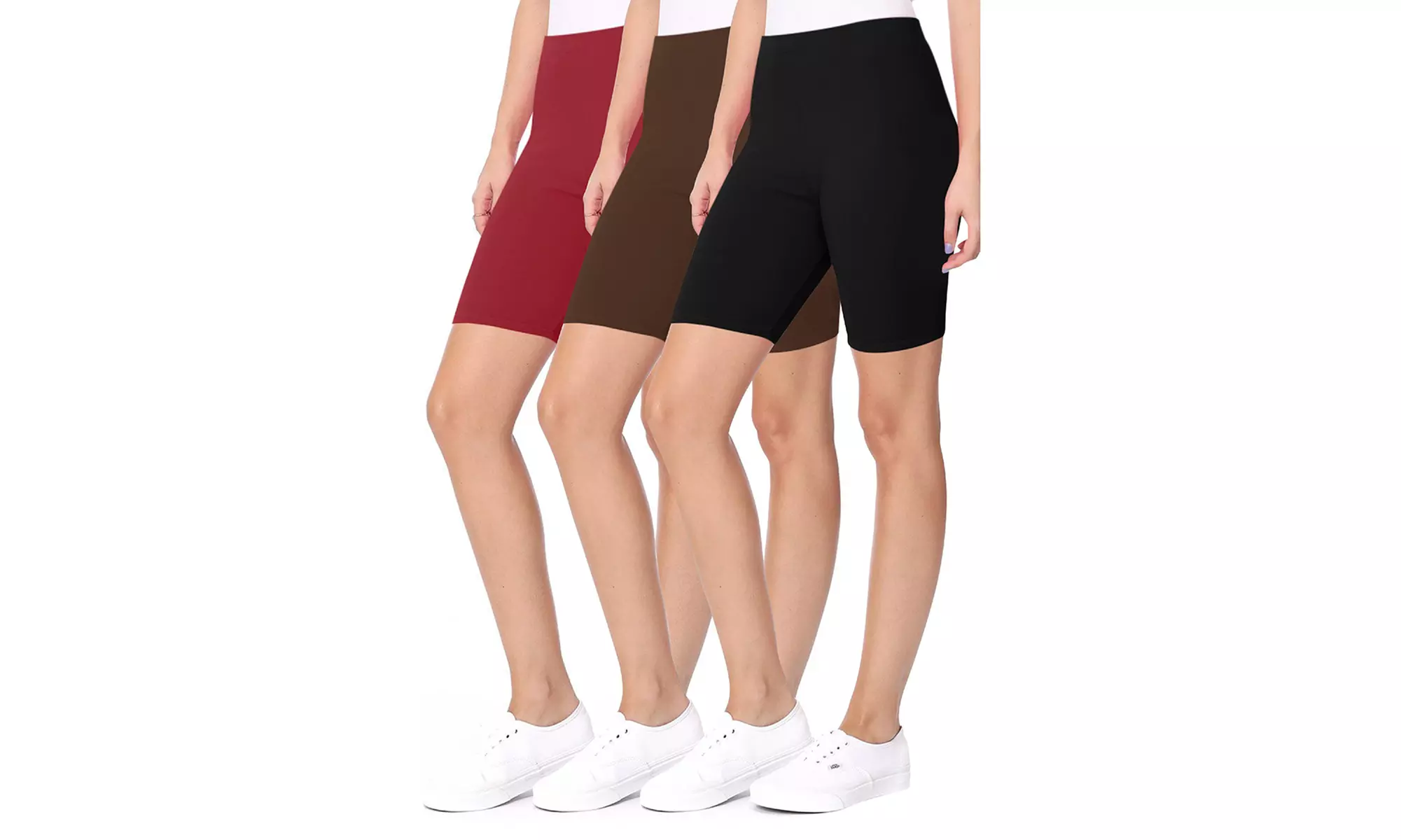 Women's Casual Seamless Elastic High Biker Shorts (Pack of 3)