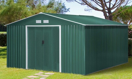 Outsunny Unisex Rust Garden Storage Shed: 9 X 6Ft Metal Garden Shed/Khaki