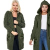Image 6: Cable Chunky Knit Open Front Hooded Cardigan