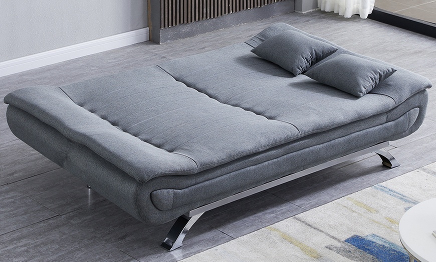 Image 2: Two Seat Convertible Sofa Bed with Cushions