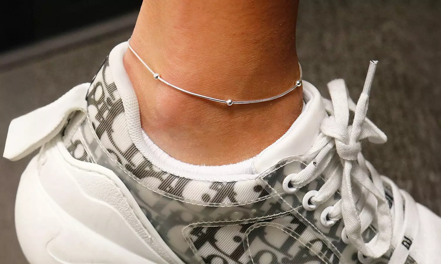 Italian Sterling Silver Beaded Anklets