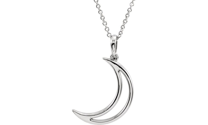 Image 1: Paris Jewelry White Gold Plated Crescent Moon Necklace