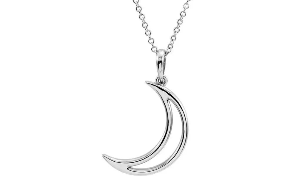 Paris Jewelry White Gold Plated Crescent Moon Necklace - Primary Image