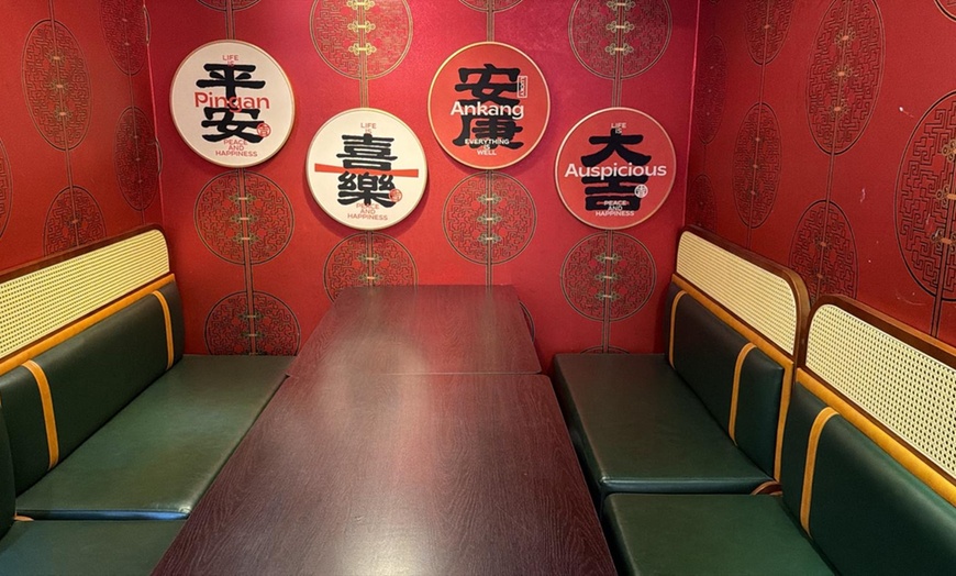 Image 6:  Hot Pot with sliced meat, fresh veggies, rice/noodles for Two or Four