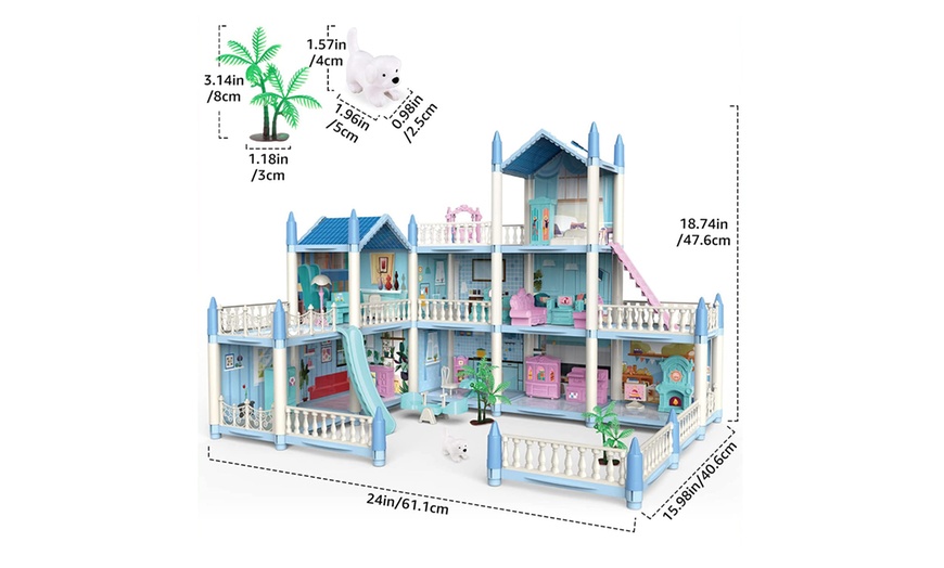 Image 15: 3D DIY Dollhouse Playset with Furniture and Figures for Kids