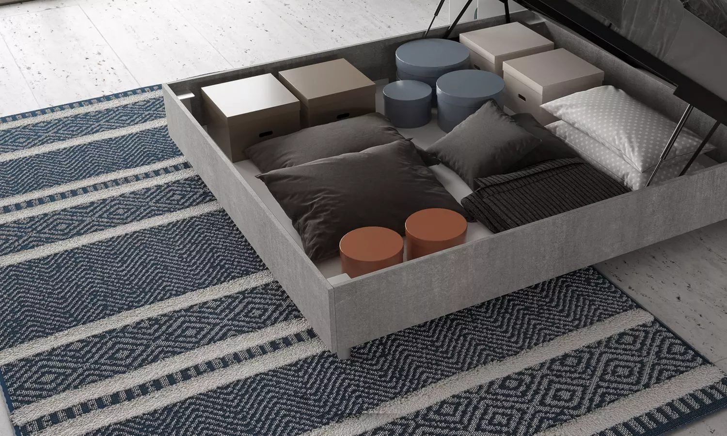 Lit double Ankel, avec tête de lit en mélamine