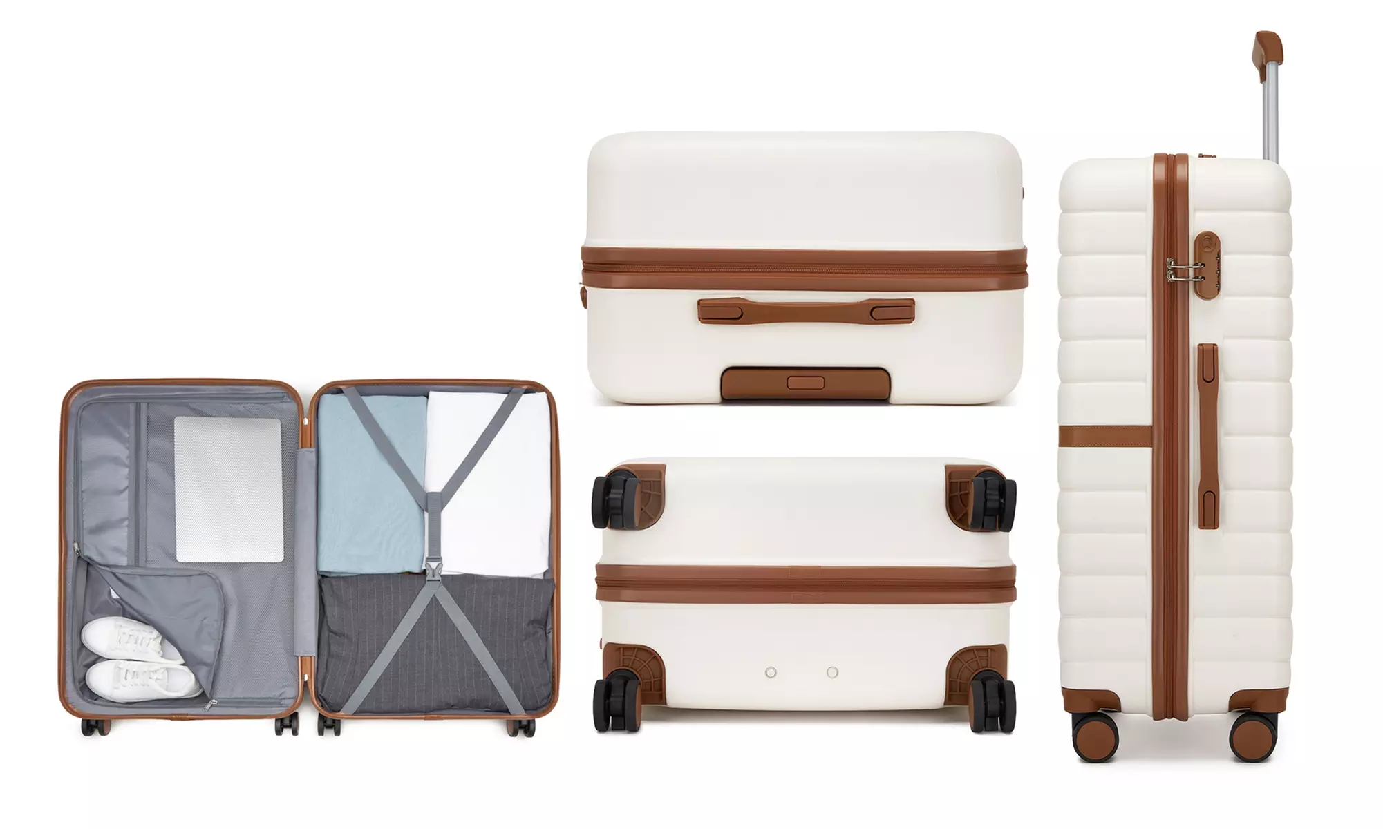 KONO Stylish Stripe Design Suitcase with Spinner Wheels