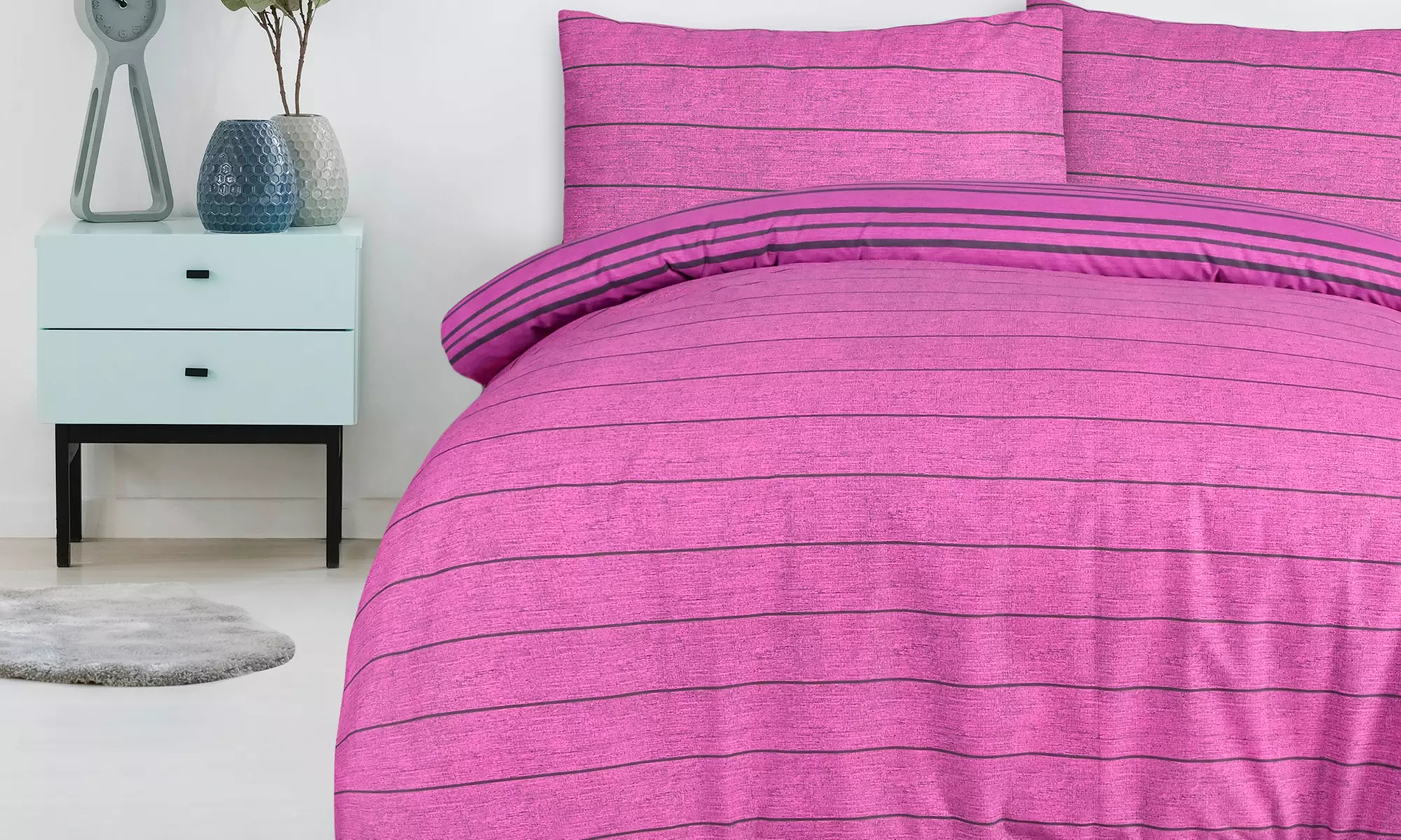 Smart Living Reversible Textured Stripe Duvet Set