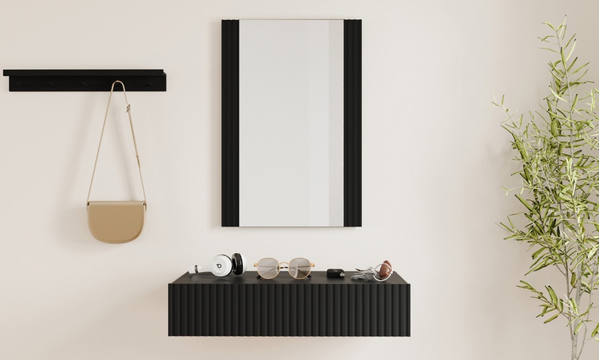 Image 6: Console d'entrée flottante Amira avec miroir et tiroir