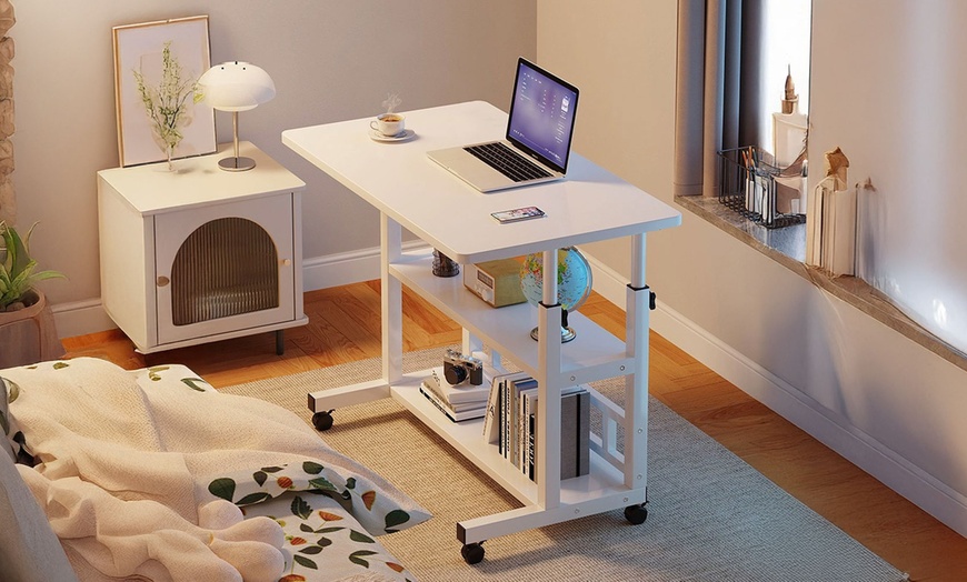 Image 7: Living And Home Height Adjustable Overbed Laptop Table 