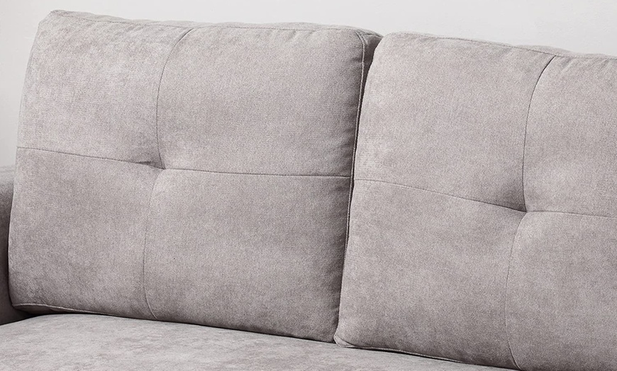 Image 6: HomCom L-Shaped Sofa Bed in Stylish Grey Linen-Look Upholstery