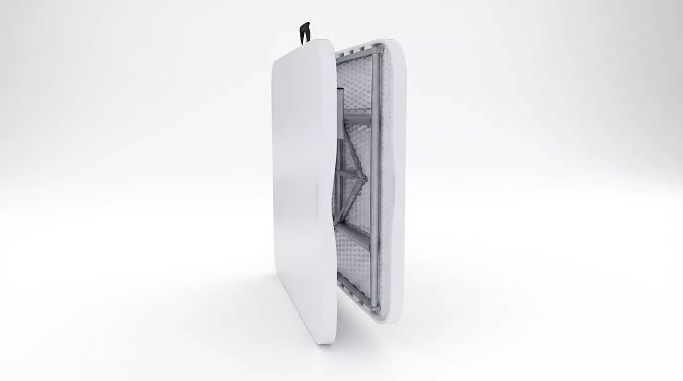 Tavolino pieghevole portatile in resina con struttura in ferro