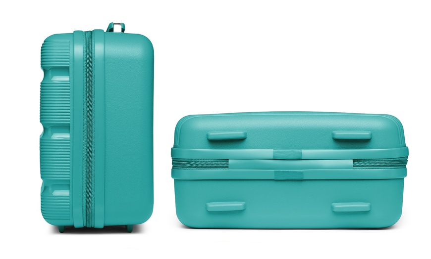 Image 16: Individual or Set of Three Textured Groove Hard Shell Suitcases